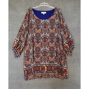 Derek Heart Dress Women's 1x Knee Length Lined Bishop Sleeve Work Office Bold